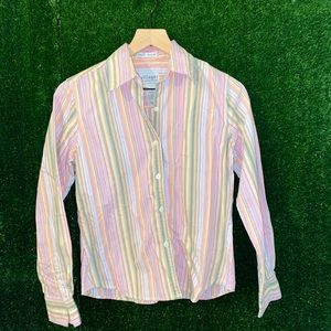 Liz Claiborne Color Stripe Button Down Blouse
